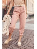 High waist slouchy denim pants, dirty pink 6520 - Online store - Boutique